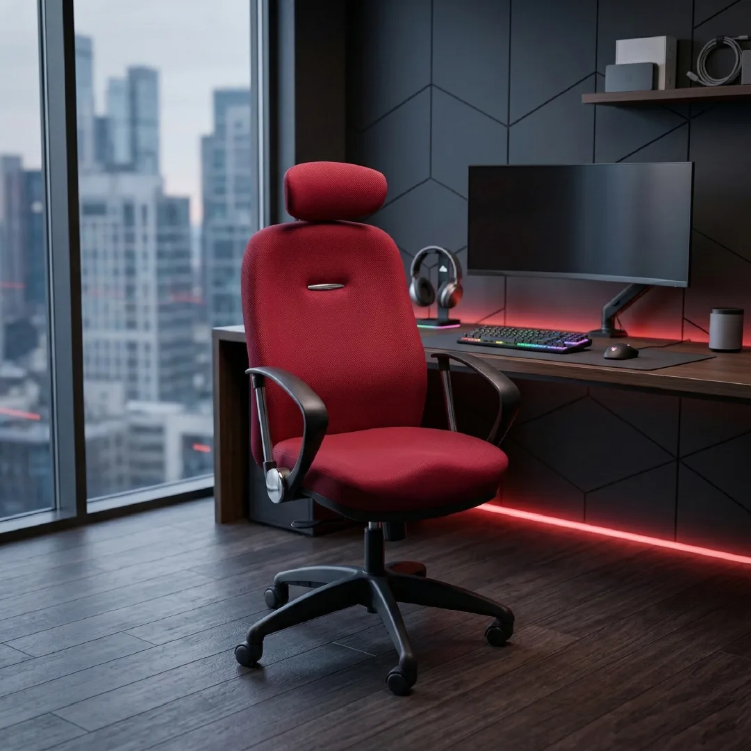Red Ergonomic Office Chair with Adjustable Headrest Saudi Arabia 2