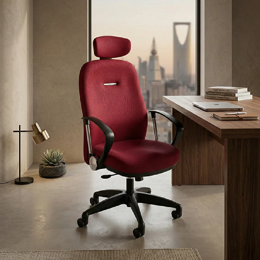 Red Ergonomic Office Chair with Adjustable Headrest Saudi Arabia 3