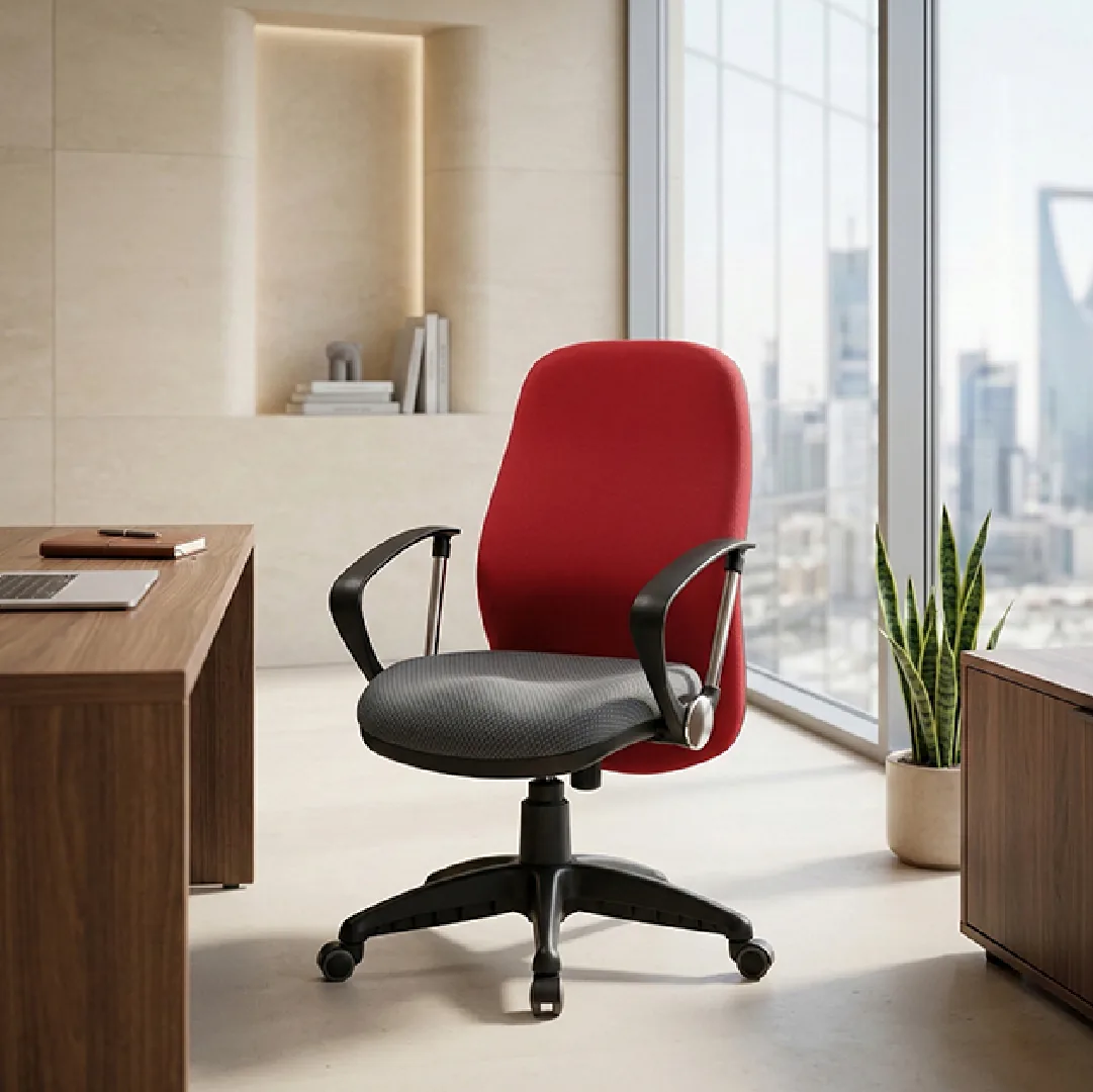 Curved-Back Ergonomic Office Chair in Red - 300 kg Saudi Arabia 2
