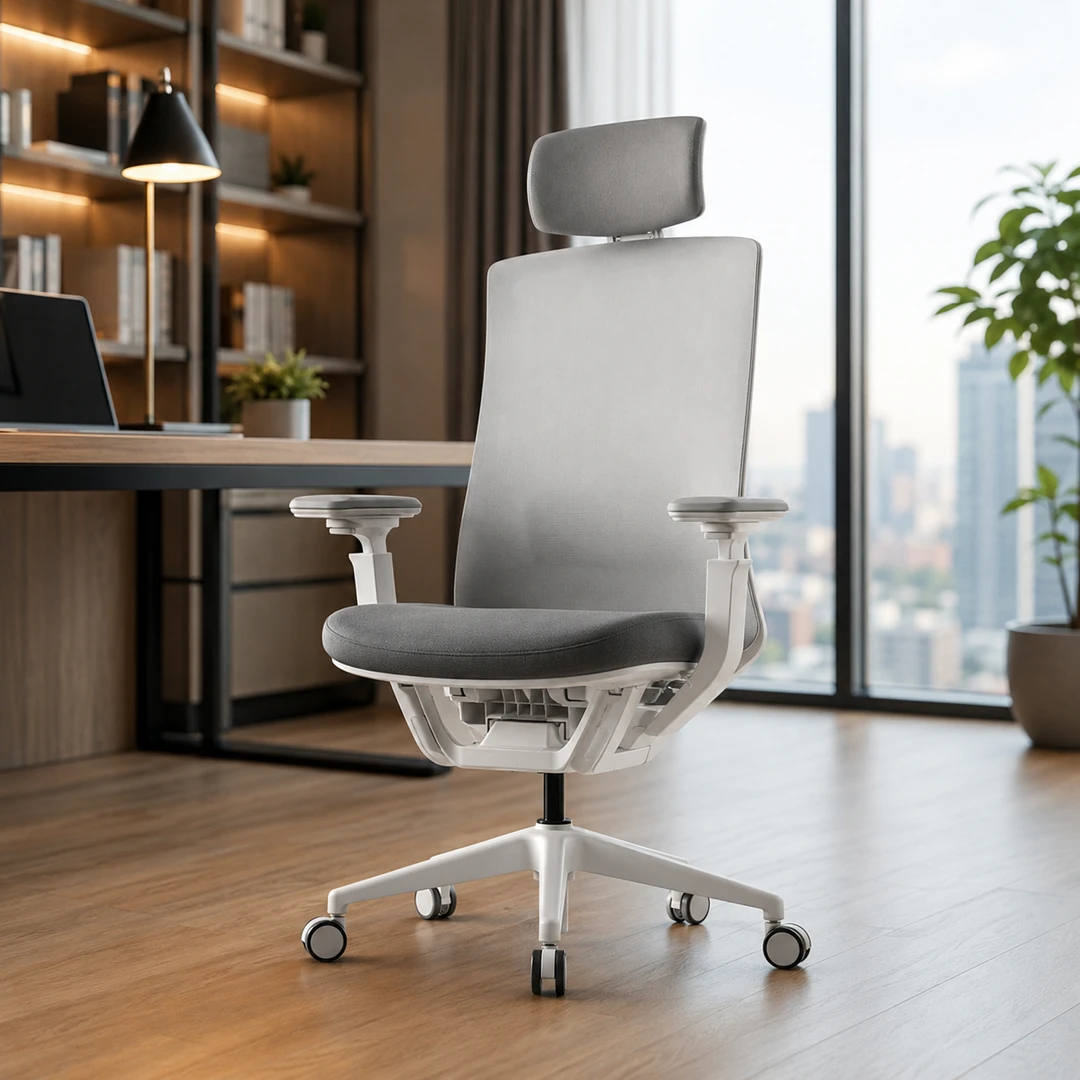 Roly P1 High-Back Mesh Office Chair - White Frame / Grey Saudi Arabia 2