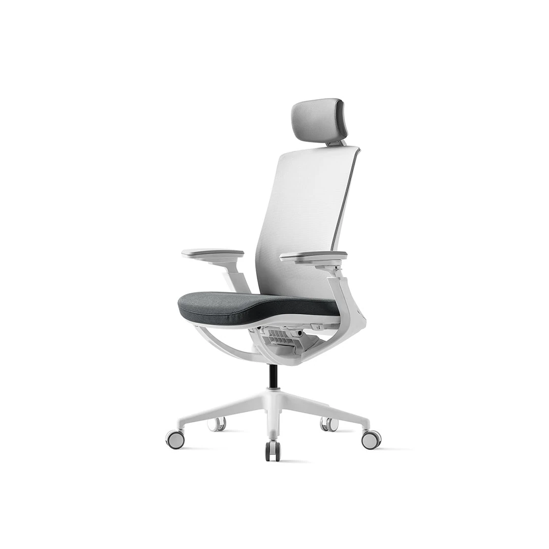 Roly P1 High-Back Mesh Office Chair - White Frame / Grey Saudi Arabia 3