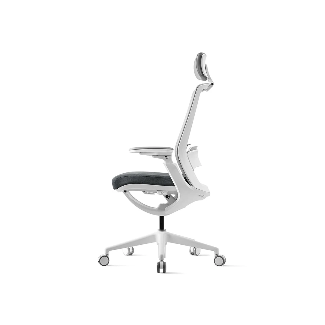 Roly P1 High-Back Mesh Office Chair - White Frame / Grey Saudi Arabia 4