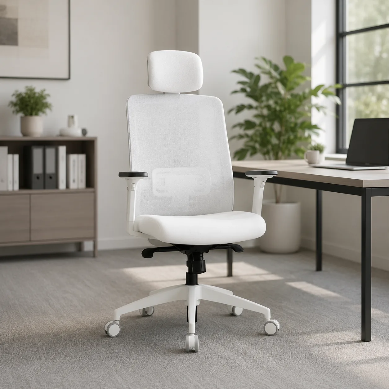 D40 High-Back Mesh Chair with Headrest - White Saudi Arabia 2