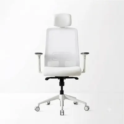 D40 High-Back Mesh Chair with Headrest - White Saudi Arabia