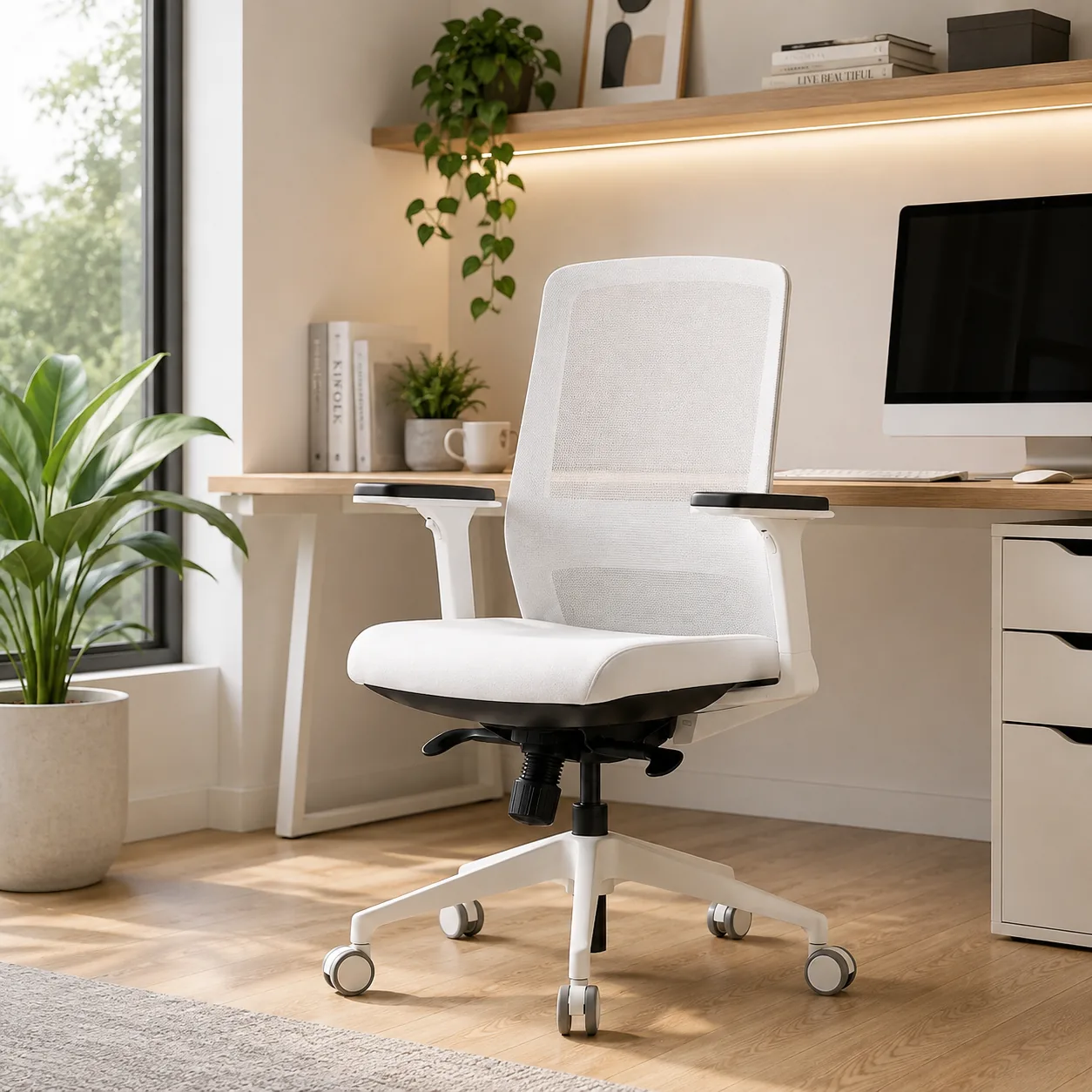 D40 Mid-Back Mesh Chair with Wide Lumbar Support - White Saudi Arabia 2