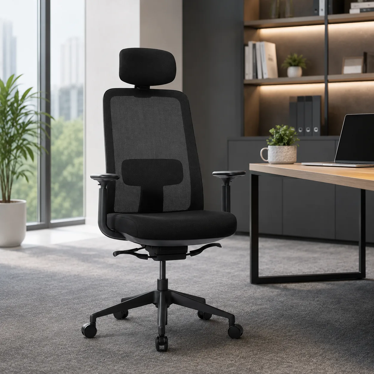 ICON High-Back Mesh Chair with Headrest - Black Saudi Arabia 2