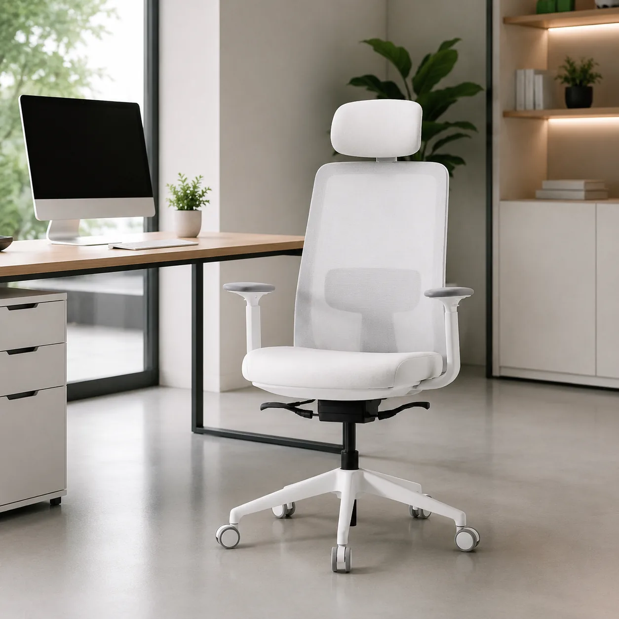 ICON High-Back Mesh Chair with Headrest - White Saudi Arabia 2