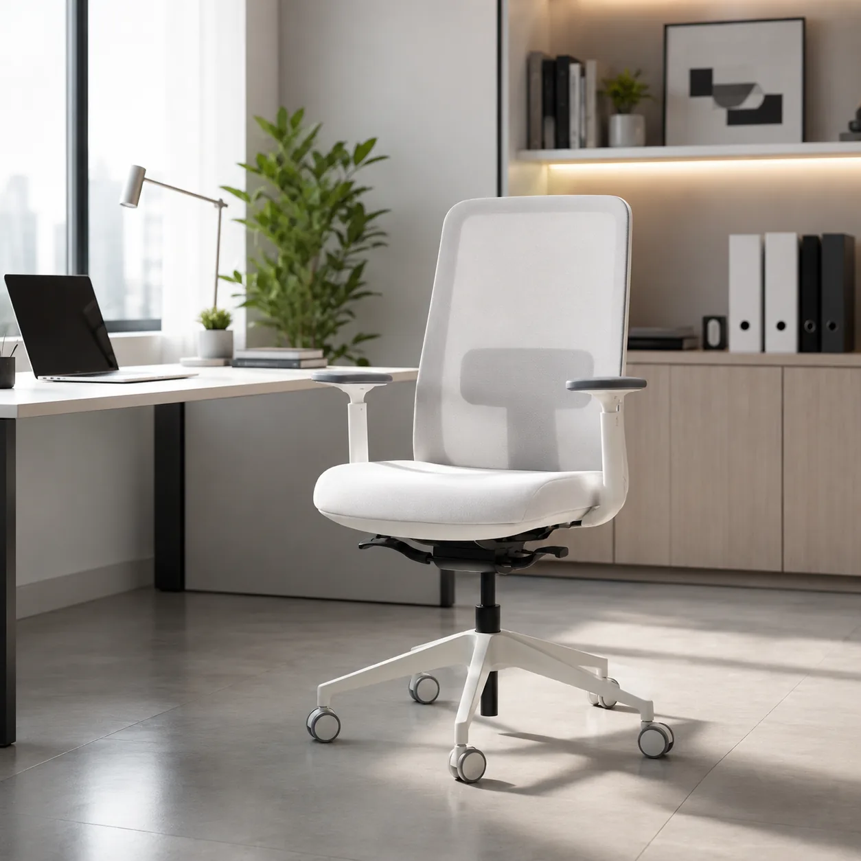 ICON Mid-Back Mesh Office Chair - White Nylon Base Saudi Arabia 2