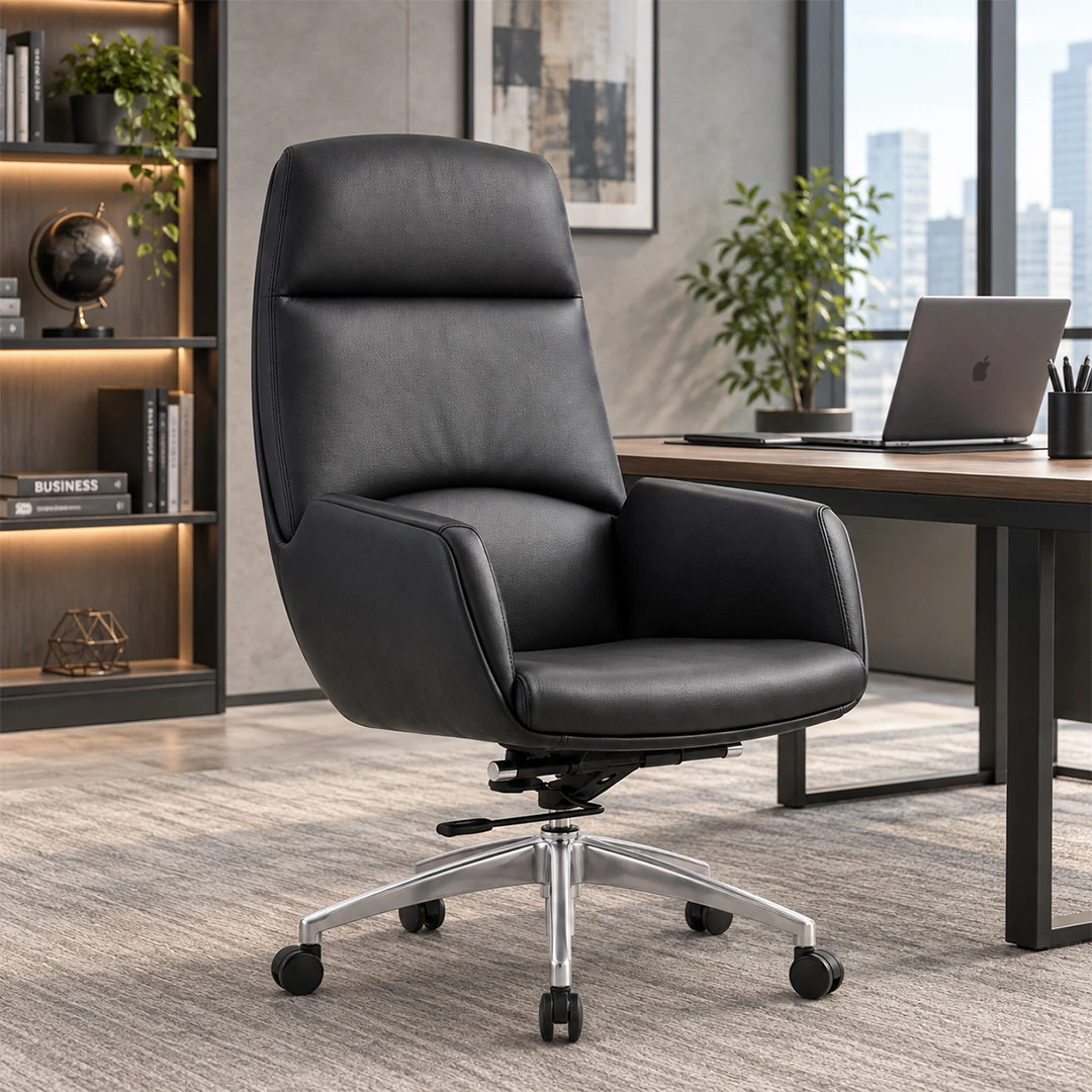 Black Leather Executive Chair with 3-Speed Chassis Saudi Arabia 2