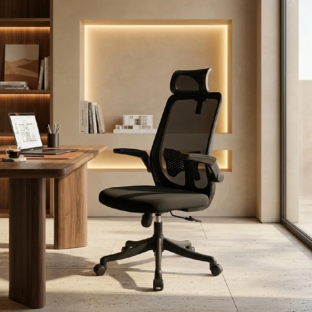 Elite Mesh Task Chair with Headrest - Black, Tilt & Lumbar Saudi Arabia 2