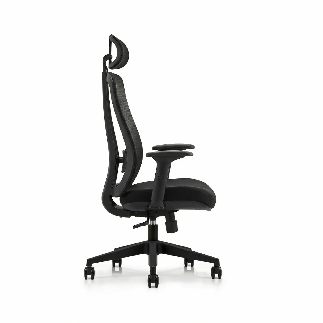 Elite Mesh Task Chair with Headrest - Black, Tilt & Lumbar Saudi Arabia 4