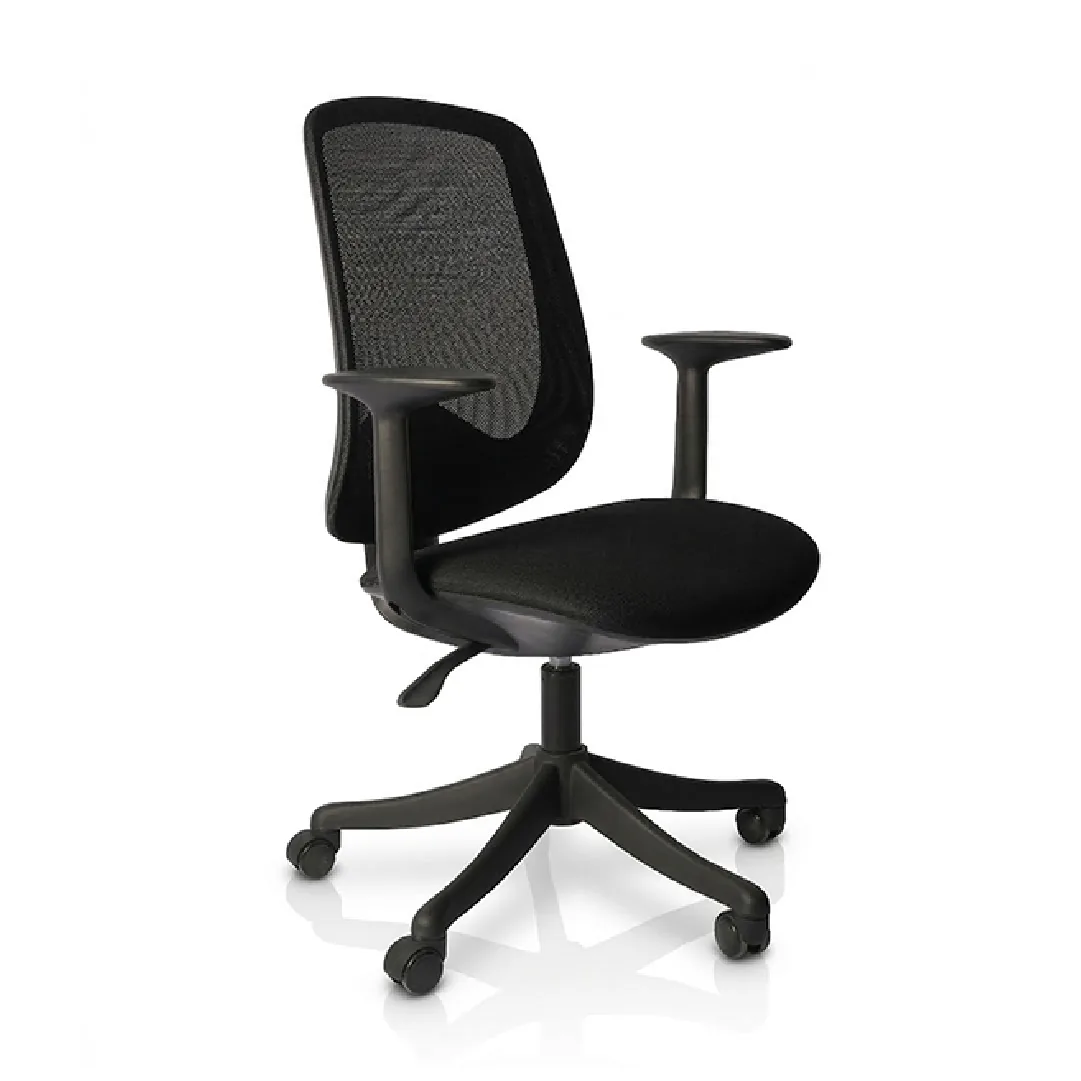 Mesh Task Chair with Fixed Arms & 330 PP Tripod Base - Black Saudi Arabia