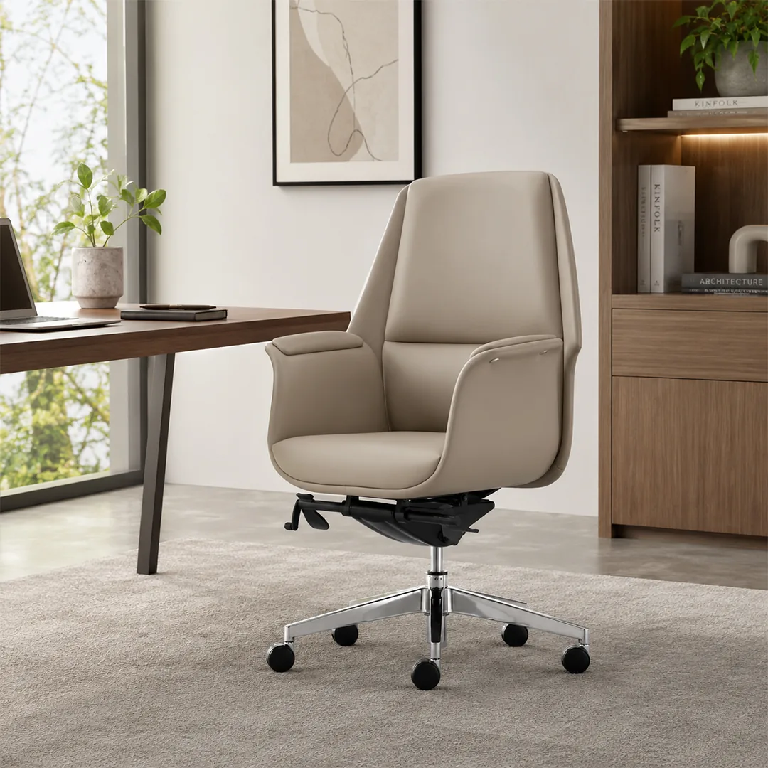 Beige PU Leather Visitor Chair - Die-Cast Aluminium Legs Saudi Arabia 2