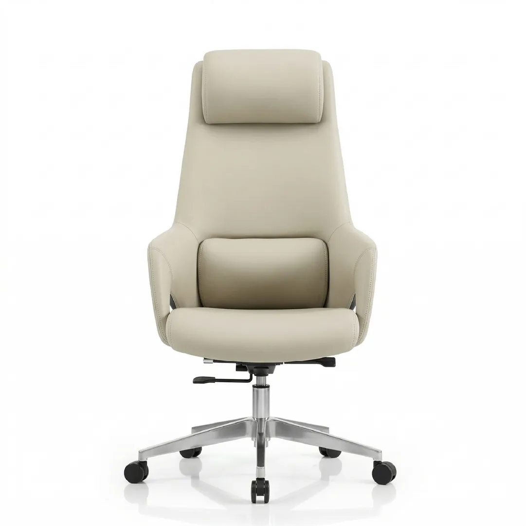 G30A Beige Leather Executive Chair, Polished Alloy Base Saudi Arabia 3