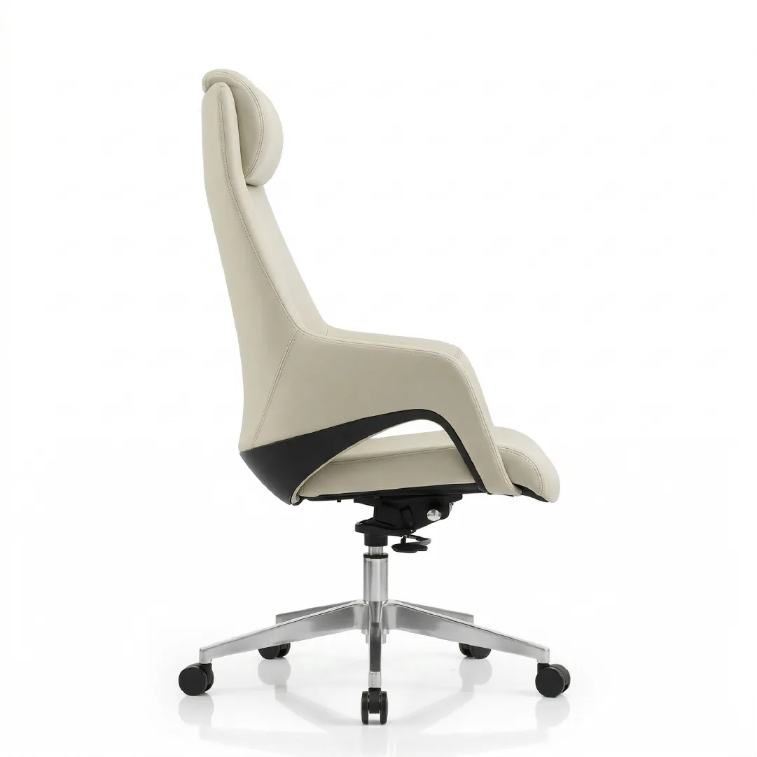 G30A Beige Leather Executive Chair, Polished Alloy Base Saudi Arabia 4