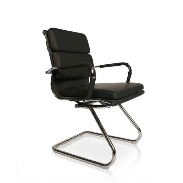 Black Leather Meeting Chair - Steel Cantilever Frame Saudi Arabia