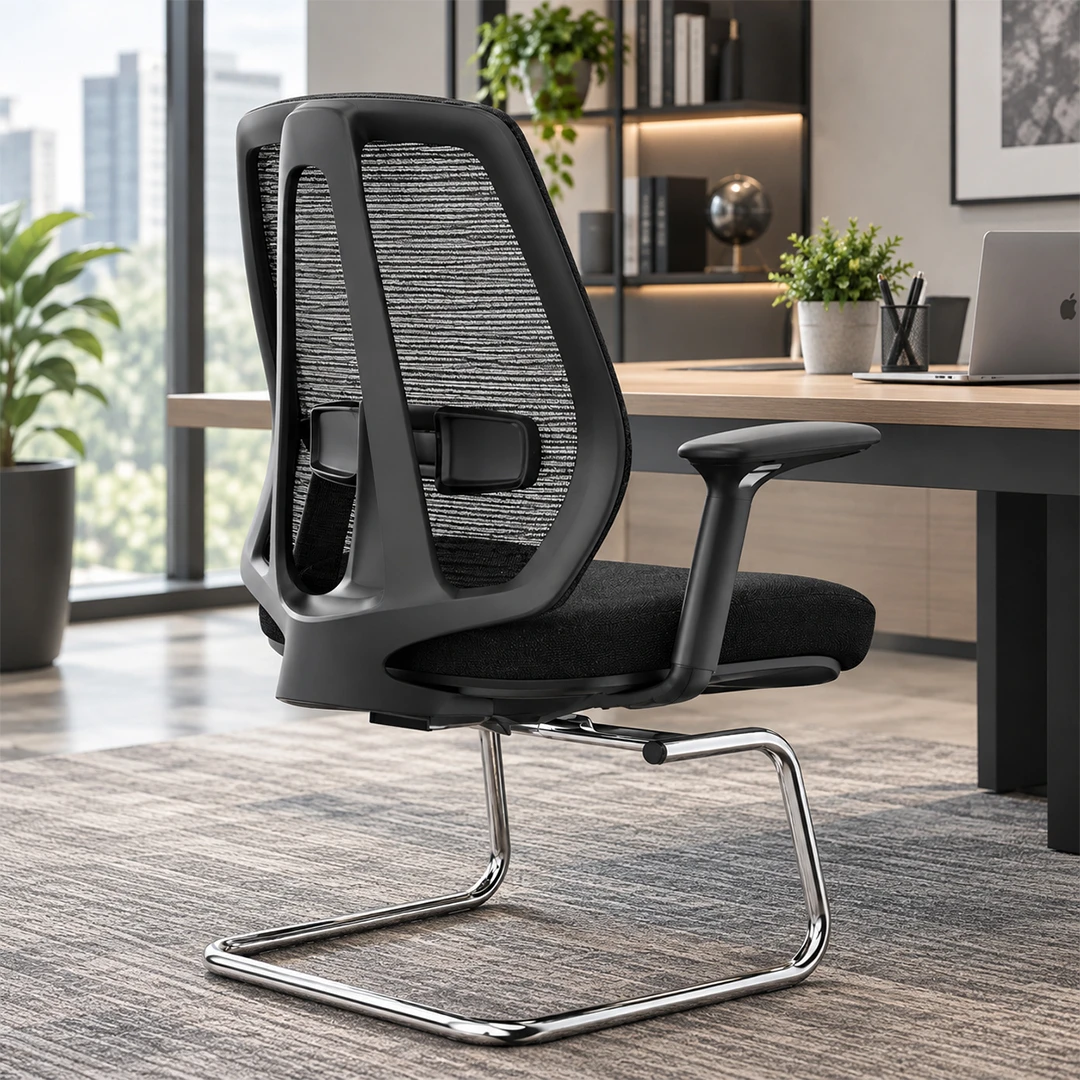 Mesh Visitor Chair with Chrome Cantilever Base - Black Saudi Arabia 2