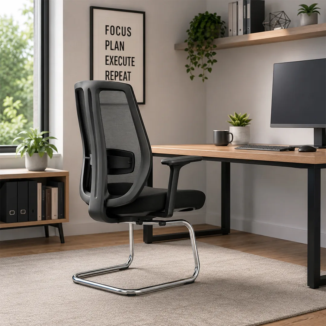 Mesh Visitor Chair with Chrome Cantilever Base - Grey Saudi Arabia 2