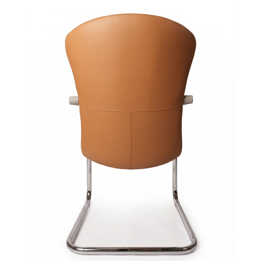Brown PU Leather Visitor Chair with Chrome Cantilever Saudi Arabia 5