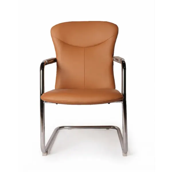 Brown PU Leather Visitor Chair with Chrome Cantilever Saudi Arabia