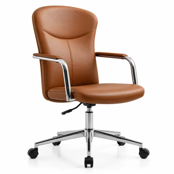 Brown PU Leather Executive Swivel Chair, Curved Back Saudi Arabia