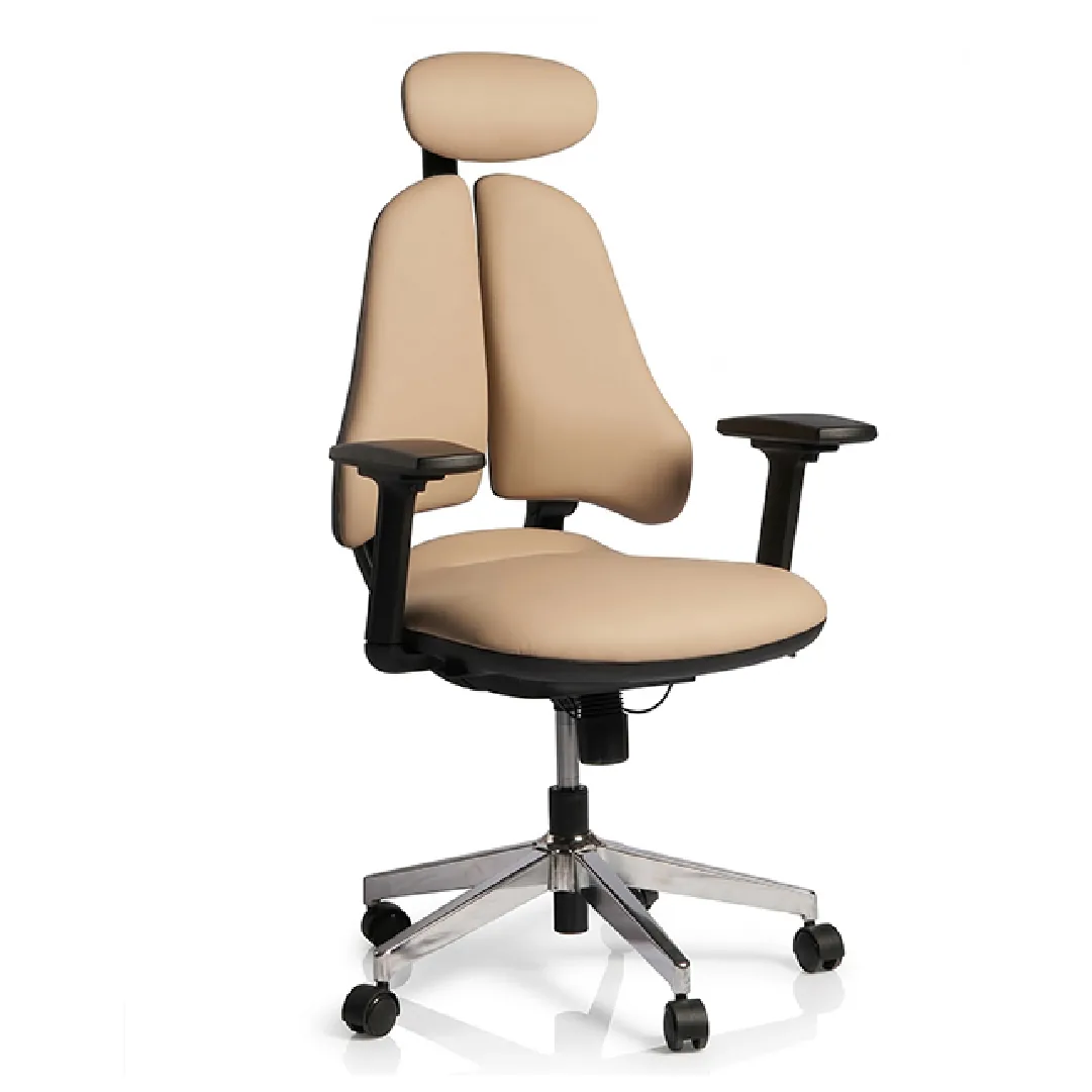 Dual-Back Executive Leather Office Chair - Khaki Saudi Arabia 3
