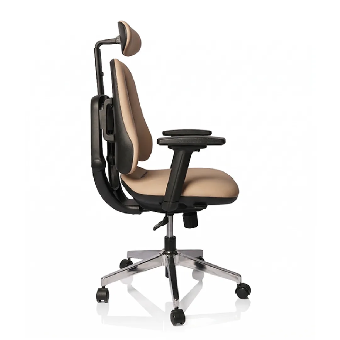 Dual-Back Executive Leather Office Chair - Khaki Saudi Arabia 4