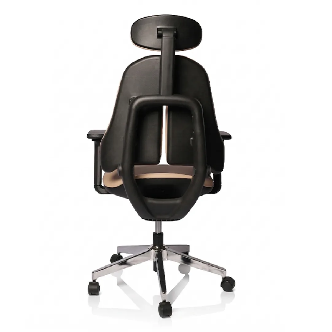 Dual-Back Executive Leather Office Chair - Khaki Saudi Arabia 5