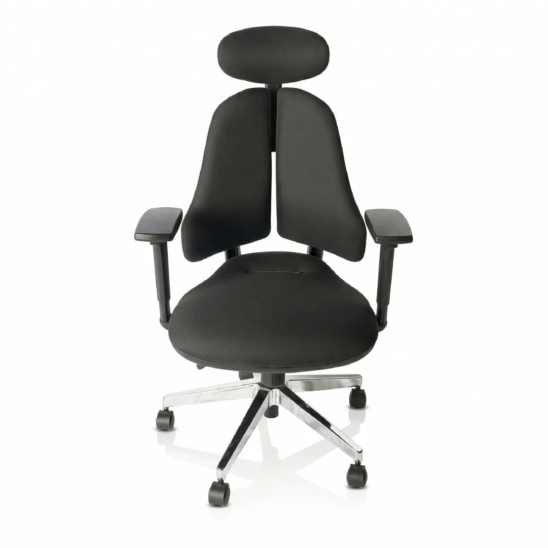 Dual-Back Executive Leather Chair with 3D Arms - Black Saudi Arabia