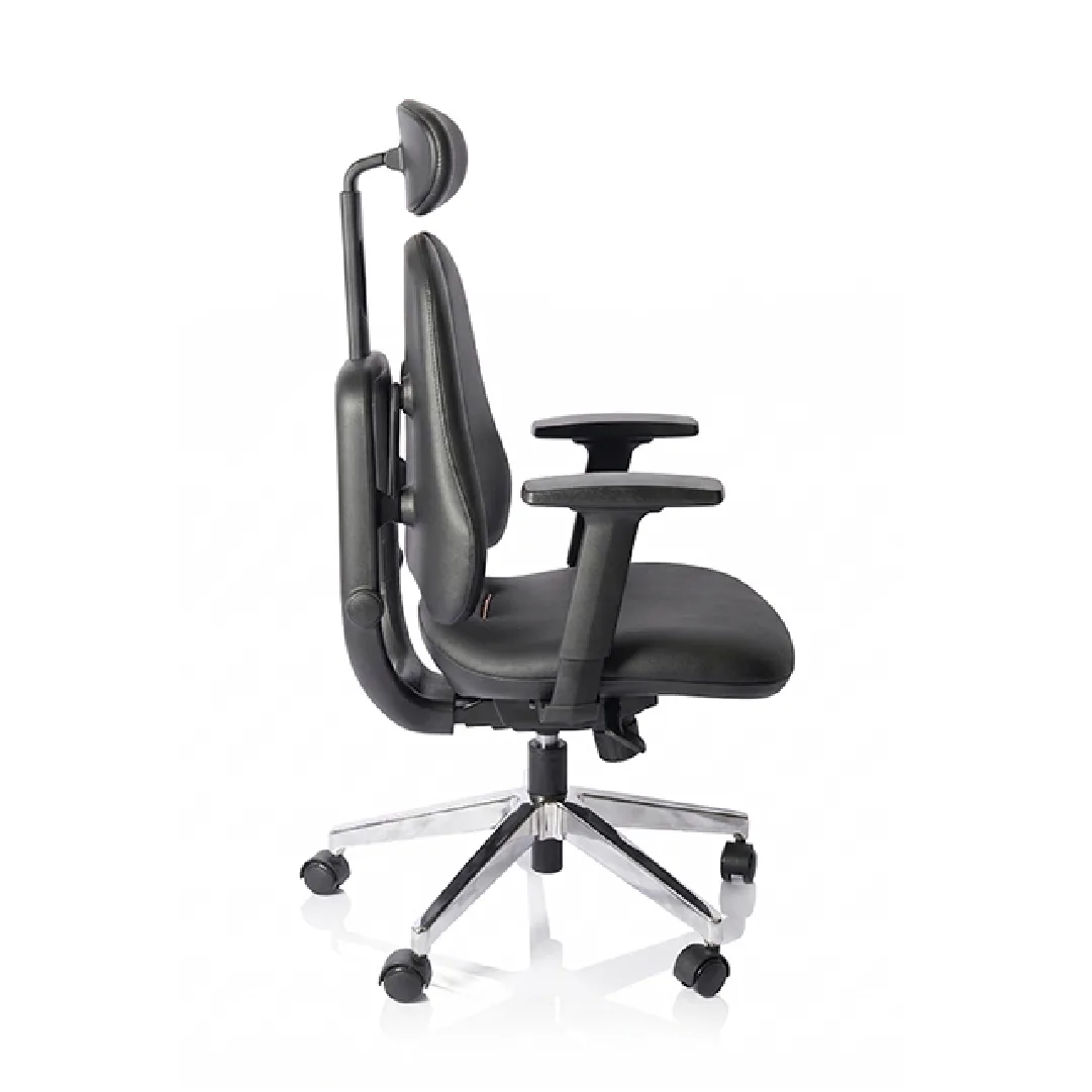 Dual-Back Executive Leather Chair with 3D Arms - Black Saudi Arabia 3