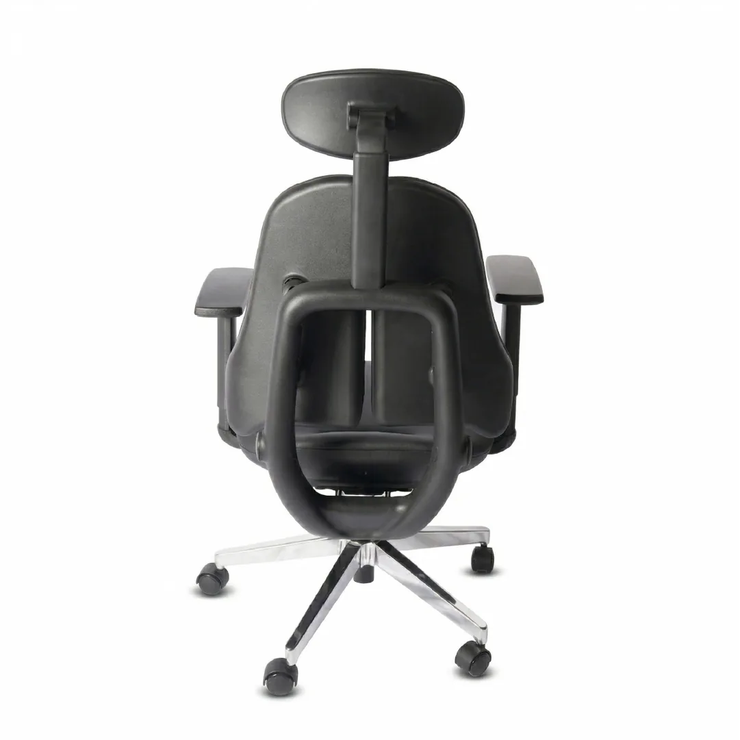 Dual-Back Executive Leather Chair with 3D Arms - Black Saudi Arabia 4