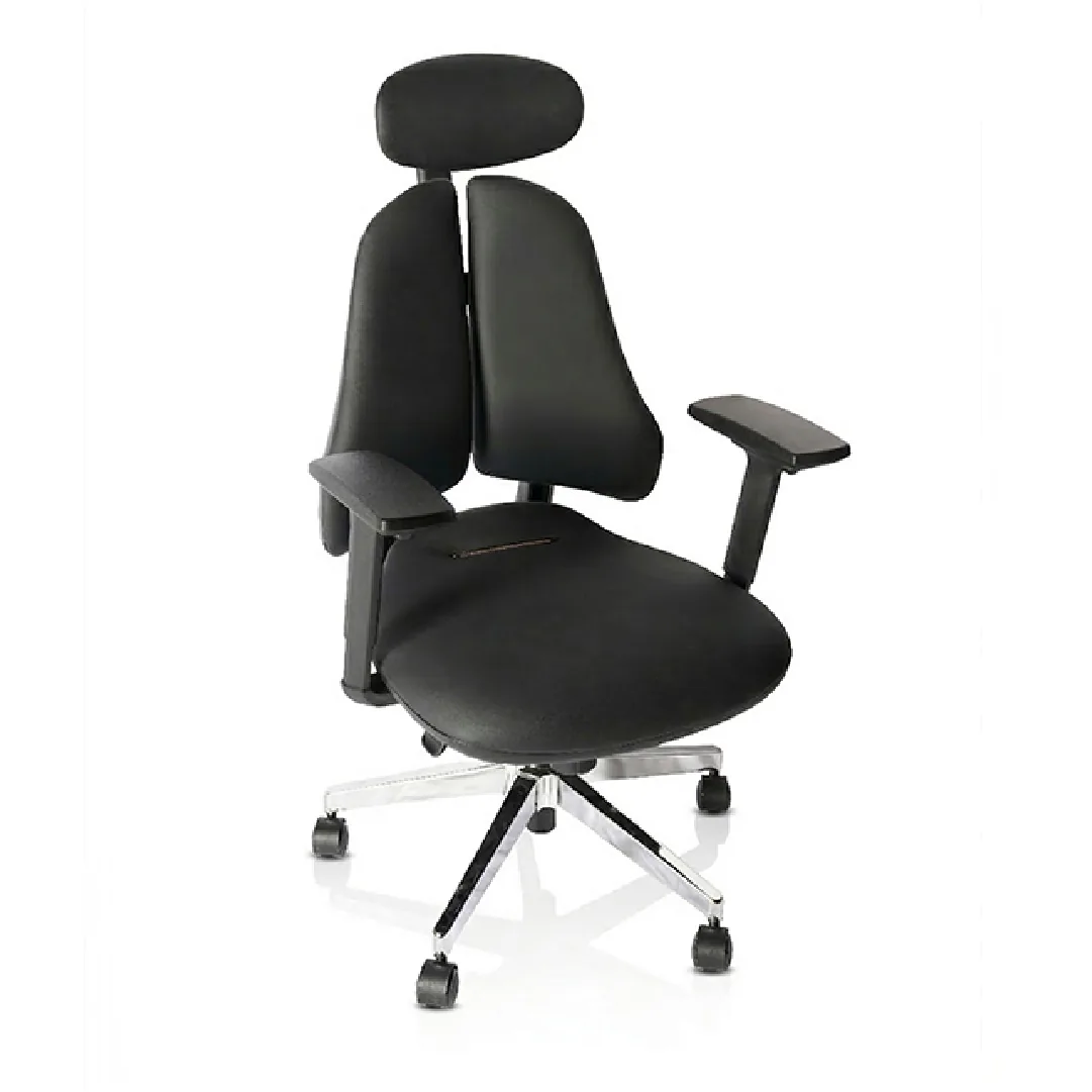 Dual-Back Executive Leather Chair with 3D Arms - Black Saudi Arabia 5
