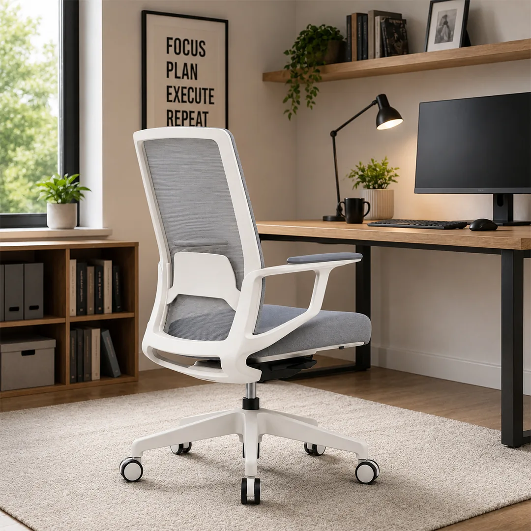 KD6 Light Grey Mesh Office Chair - White Frame Saudi Arabia 2