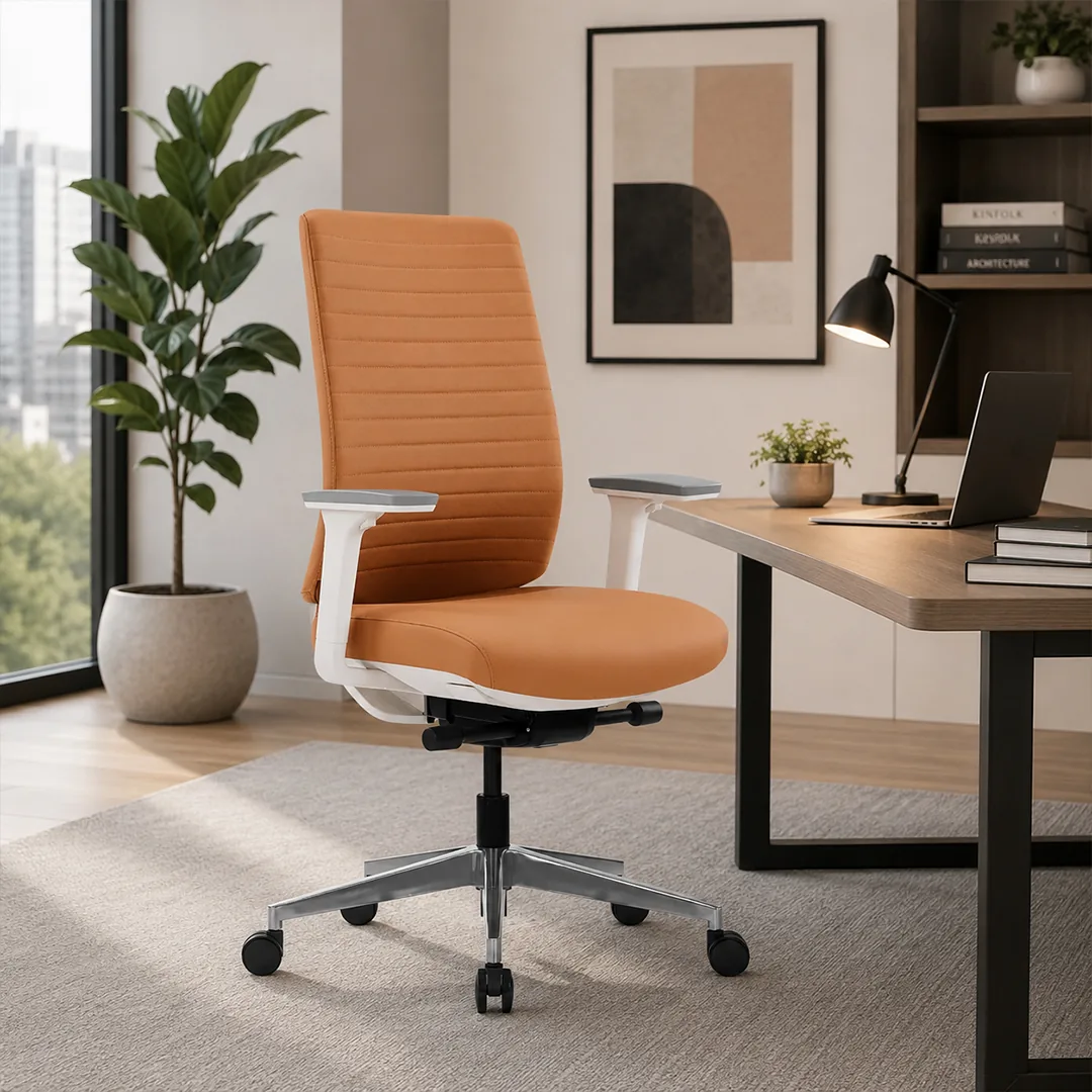 Camel PU Leather Executive Chair - Aluminium Base & Headrest Saudi Arabia 2