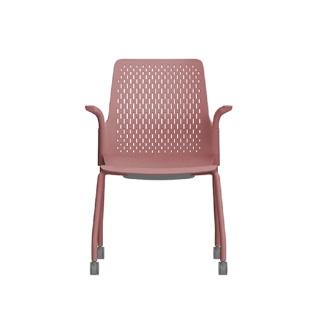 Red PP Visitor Chair with Grey PU Castors Saudi Arabia